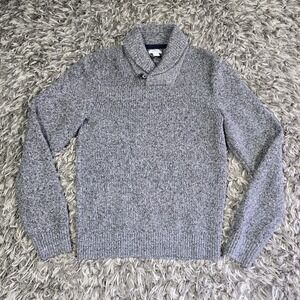 Old Navy Men's Heather Gray Shawl Collar Knit Sweater Size M Preppy